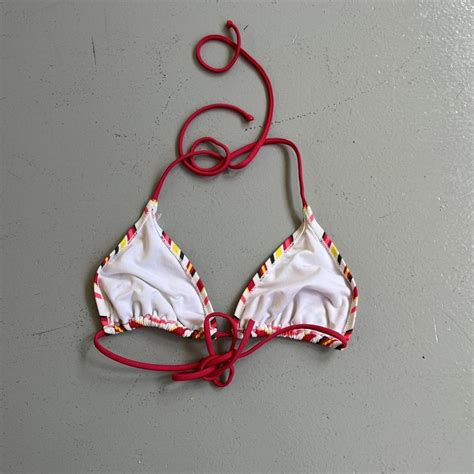 Vintage S Y K Pink And White Striped Tie Up Bikini Depop