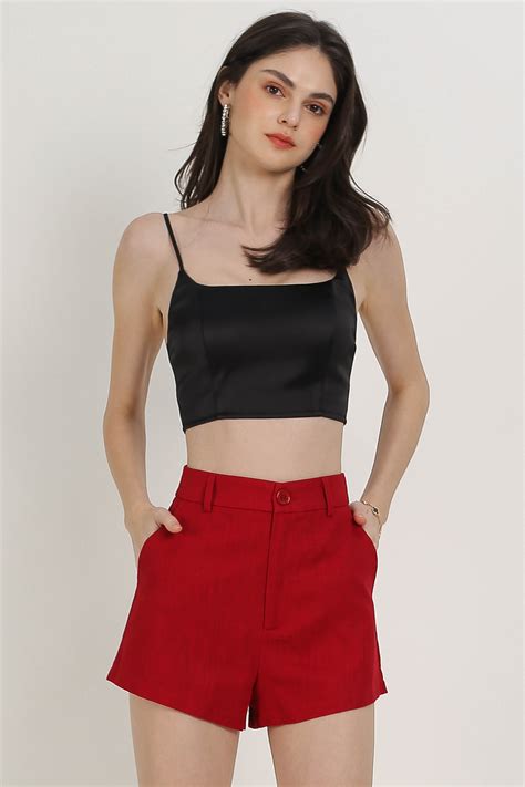 Wawow Wide U Neck Satin Top Black Supergurl