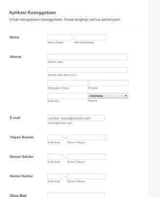 Formulir Pendaftaran Keanggotaan Template Formulir Jotform Hot Sex