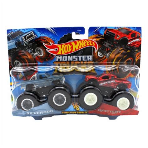 Hot Wheels Monster Trucks 1 64 Scale Demolition Doubles Silverado Vs F150 Raptor 1 Kroger