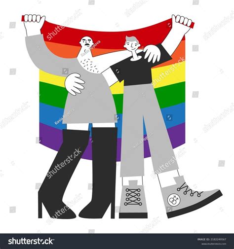 Gay Couple Rainbow Flag Lgbtq Symbols Stock Vector Royalty Free Shutterstock