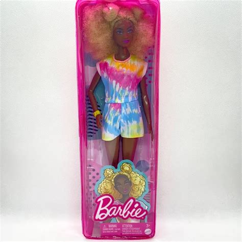 POUPÉE BARBIE FASHIONISTAS 180 Afro blonde combishort tie dye collection NEUF EUR 16 95