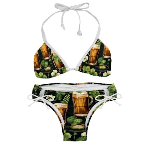 Saint Patrick S Day Detachable Sponge Adjustable Strap Bikini Set Two Pack Beach Pool Scenes