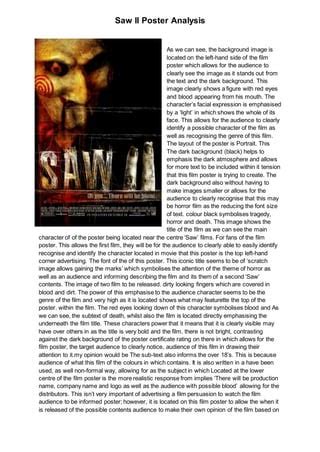 Saw ii poster analysis | PDF