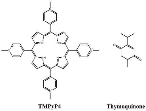 Molecular structures of TMPyP4 and thymoquinone. | Download Scientific ... 