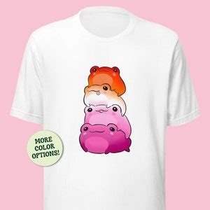 Cute Lesbian Flag Color Frog Subtle LGBTQ Sapphic Pride Aesthetic