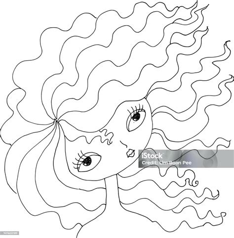 Black And White Beauty Hair Pattern Design Vector Drawing Stock