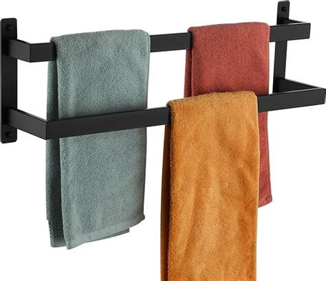 KOKOSIRI Towel Bars Black Bath Towel Holders 24 Inch Bathroom 2 Tiers