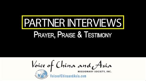 Partner Testimony “Writing the Bible” - Voice Of Chine And Asia