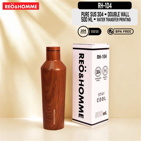 Jual Reo Homme Botol Minum Motif Kayu Ml Insulated Tumbler Pure Stainless Sus Hot Cold