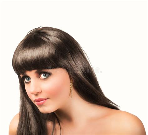 Lang Glanzend Haar Van Een Mooi Brunette Stock Foto Image Of Wijfje Haarstijl