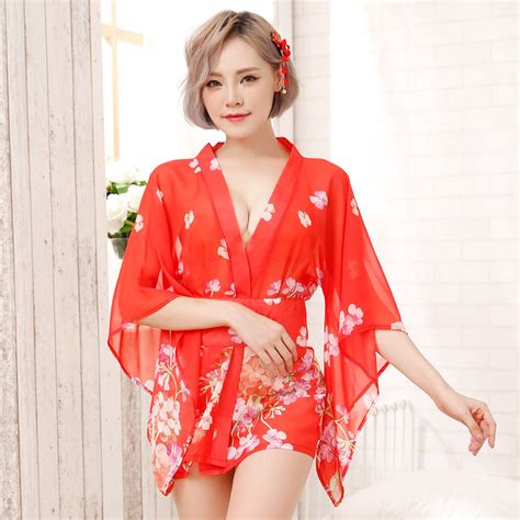Sexy Japanese Printed Kimono Cosplay Uniform Suit Womens Erotic Lingerie Plus Size RICH MONEY