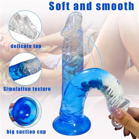 Mme Joy Silicone Jelly Huge Dildos False Penis Suction Cup Insertion Crystal Dildo Anal Butt
