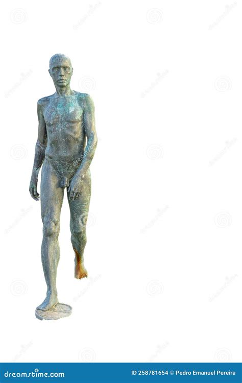 Metal Statue Depicting A Naked Man Walking Stock Photo Image Of Metal Naked