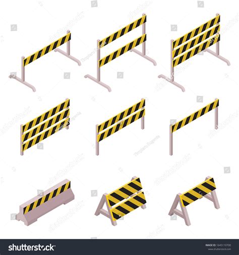 Isometric Under Construction Barrier Set Vector Stock Vector Royalty