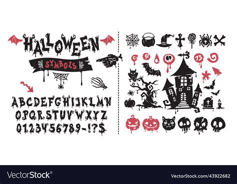 Halloween font and symbols collection Royalty Free Vector