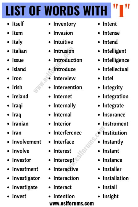 Words That Start With I List Of Common I Words Esl Forums