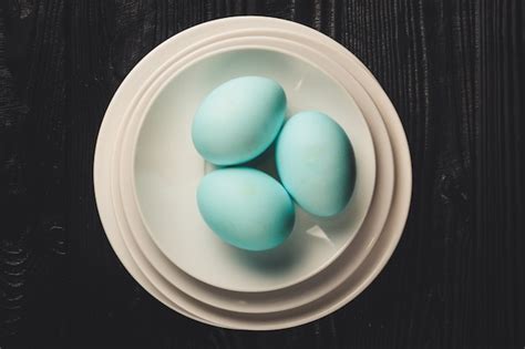 Premium Photo Blue Easter Eggs