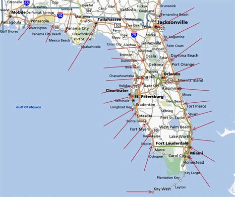 Detailed Map Of Florida Gulf Coast And Travel Information Download