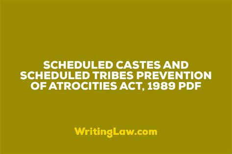 Scheduled Castes And The Scheduled Tribes Prevention Of Atrocities Act