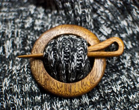 Wooden Shawl Pin Etsy