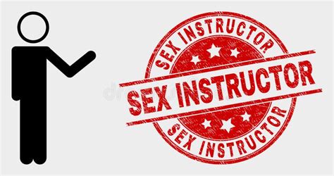 Vector Person Show Icon And Scratched Sex Instructor Seal Stock Vector