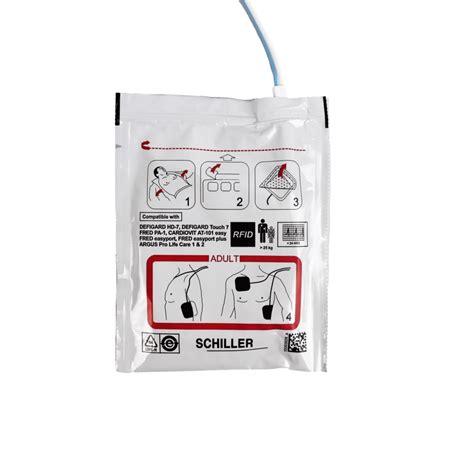 Schiller Defigard Touch Adult Preconnected Pads With Rfid Tag