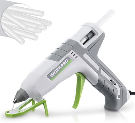 Amazon WORKPRO Hot Glue Gun Full Size 60 100W Dual Temp Glue Gun And Sticks Set With 10