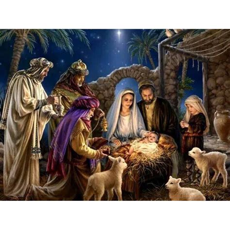 Christmas Nativity Scene (canvas) full round or square drill diamond ...