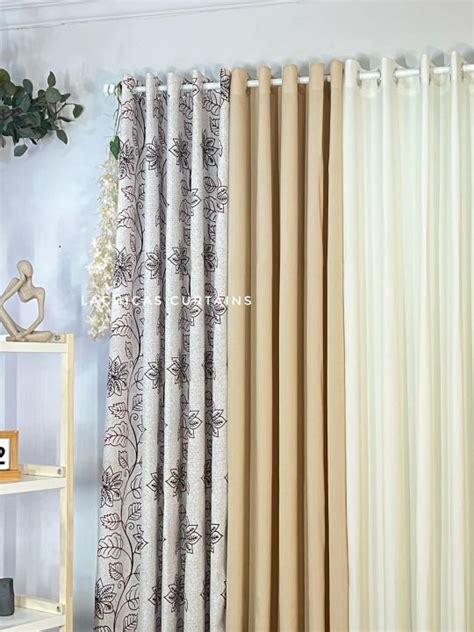 Per Pc Andiriza Brown Light Beige Nude Minimalist Color Combi Modern Home Curtains Ft
