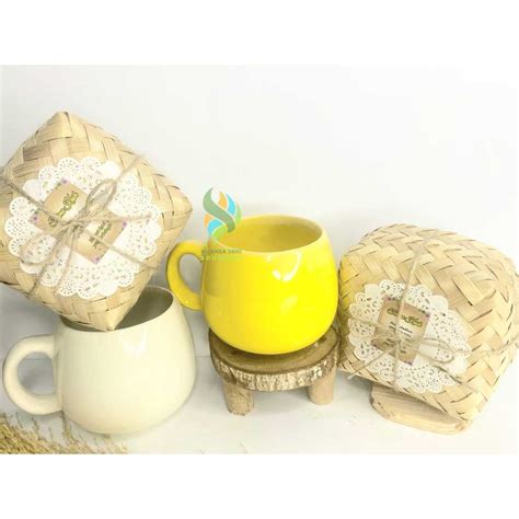 jual souvenir gelas donut keramik warna mug minum stoneware polos