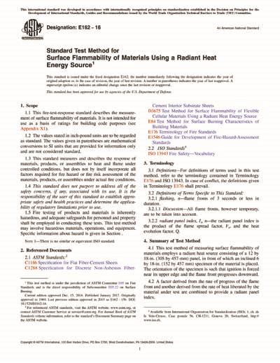 ASTM E162 16 Standard Test Method For Surface Flammability Of