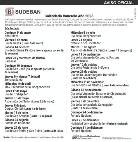 Conozca el calendario bancario de Venezuela para 2023 - Banca y Negocios