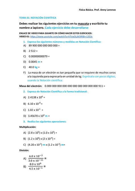 Tarea Notacion Cientifica F Sica B Sica F Sica B Sica Prof