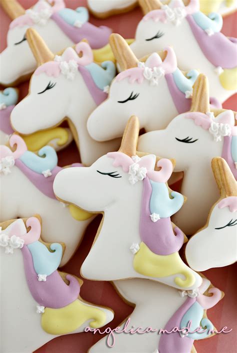 Pastel Unicorn Decorated Sugar Cookies With A Shimmery Gold Horn They