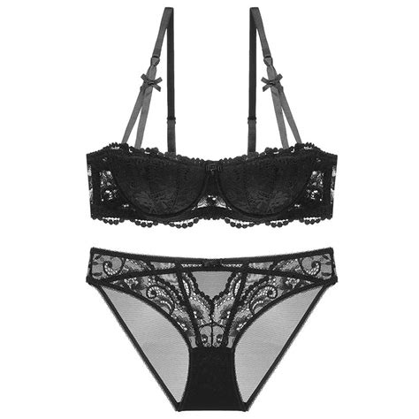 Generic Sexy Lace Lingerie Thin Cotton Half Cup Court Vine Jacquard French Underwear Small Chest