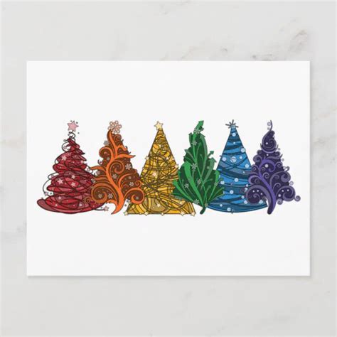 Row Of Six Lgbtq Pride Rainbow Christmas Trees Holiday Postcard Zazzle