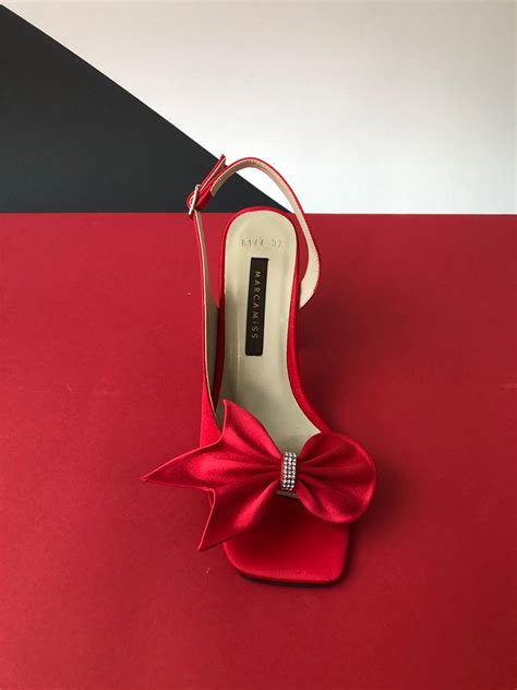 Red High Heel Shoes With Bows