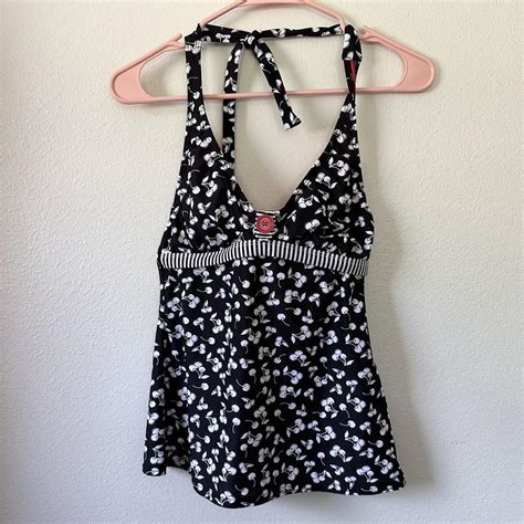 Hobie Women S Black And White Bikini And Tankini Tops Depop