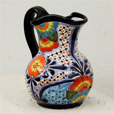 UNICEF Market Hand Painted Talavera Style Ceramic Pitcher From Mexico