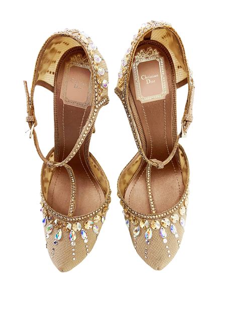 New Christian Dior Nude Crystal Embellished T Strap Shoes Pumps For Sale At Stdibs