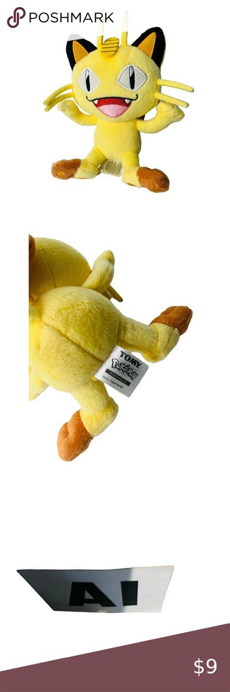 Pokemon TOMY Nintendo 8” MEOWTH Sitting PLUSH Stuffed Animal 2016 Cat ...