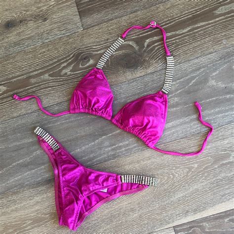 Barbie Pink Scrunch Butt Bikini With Faux Diamonds Gem
