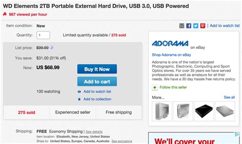 WD Elements 2TB USB 3.0 External Hard Drive: $69 shipped (Reg. $80+)
