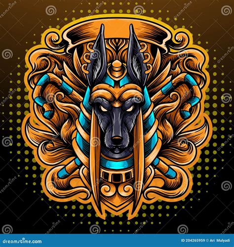 Anubis Head Vector Illustration Isolated On White Background