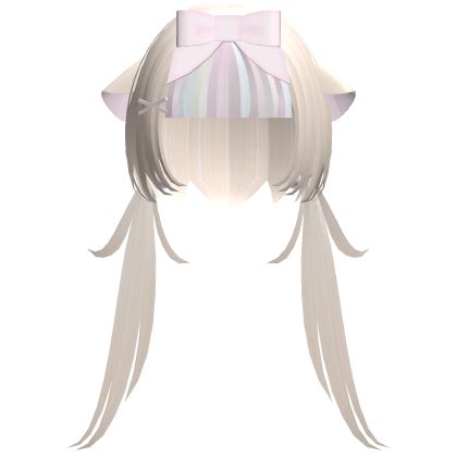 FREE Kawaii Blonde And Rainbow Neko Pigtails Roblox