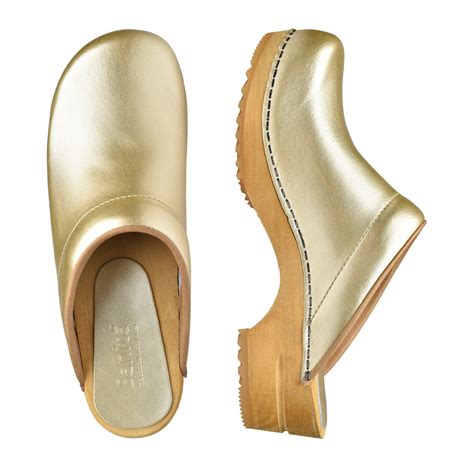 Lotte Women's Wood Clog in Gold - Sanita