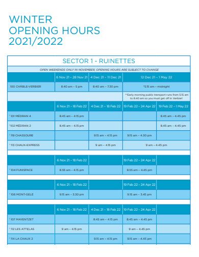 Free Opening Hours Samples In Pdf Ms Word