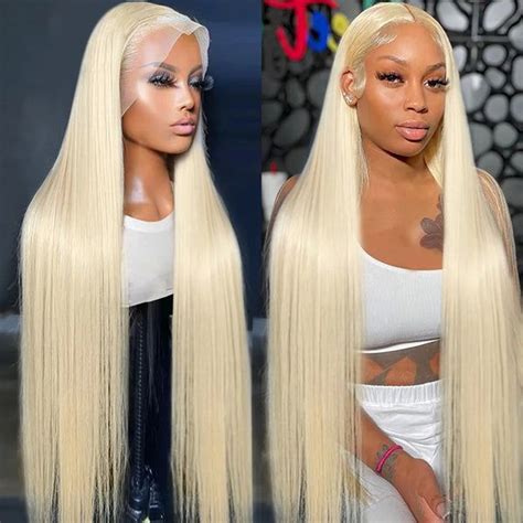 Blonde Straight Lace Front Wig Pre Plucked Long Inch Human Hair Pelucas Encaje Frontal