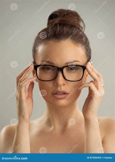 Hot Naked Woman Wearing Glasses Stock Image Image Of Fashion Adult